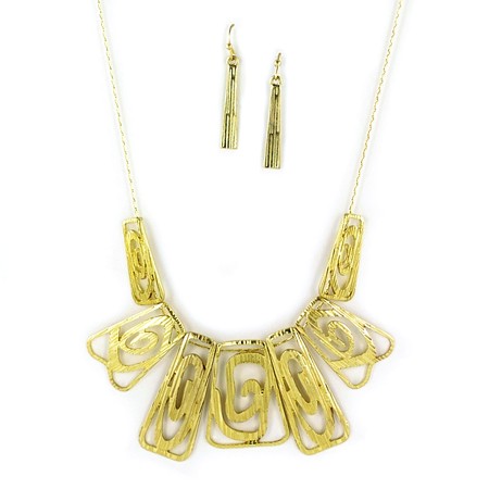 Goldtone Abstract Rectangle Spiral SET - Click Image to Close